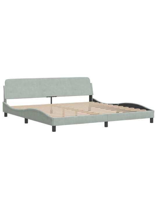 Rám postele bez matrace světle šedý 200 x 200 cm samet
