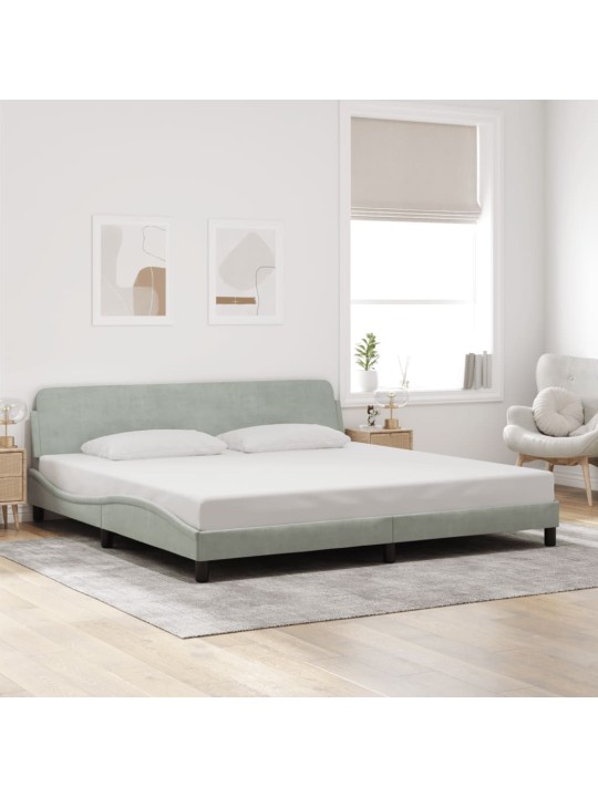 Rám postele bez matrace světle šedý 200 x 200 cm samet
