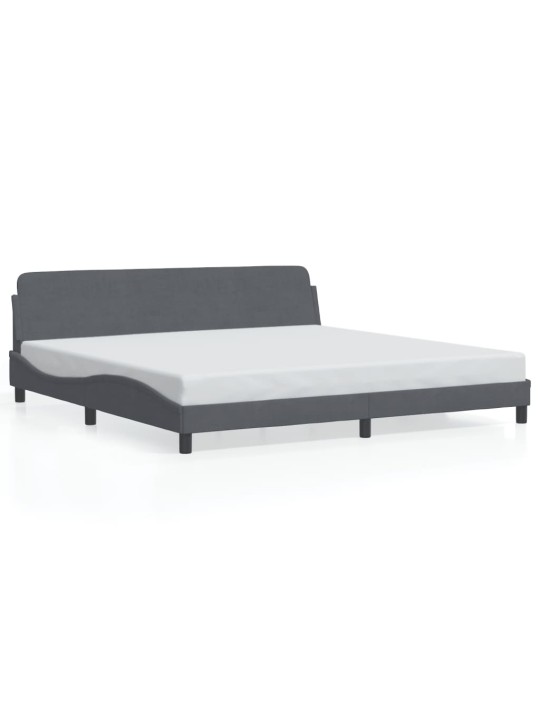 Rám postele bez matrace tmavě šedý 200 x 200 cm samet