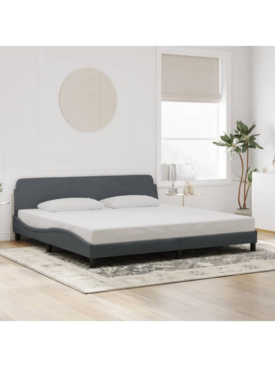Rám postele bez matrace tmavě šedý 200 x 200 cm samet