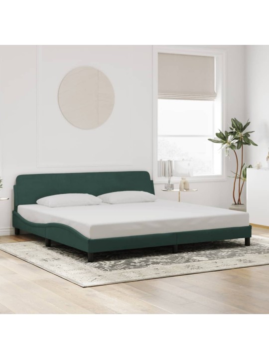 Rám postele bez matrace tmavě zelená 200 x 200 cm samet