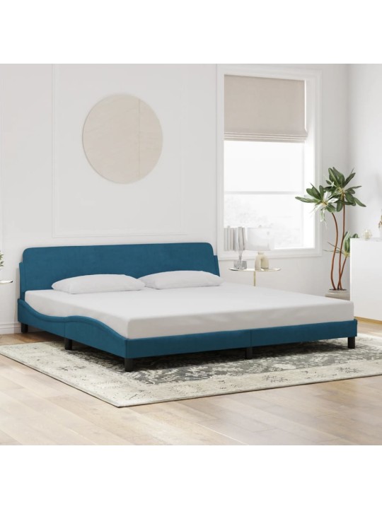Rám postele s čelem modrý 200 x 200 cm samet