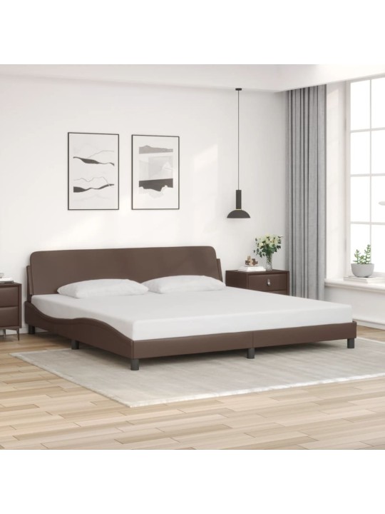 Rám postele s čelem hnědý 200x200 cm umělá kůže