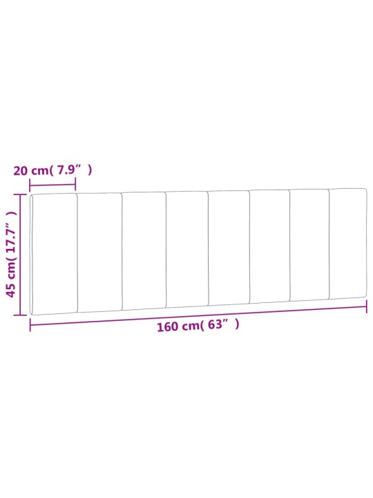 Polštář na čelo postele světle šedý 160 cm samet