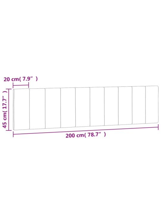 Polštář na čelo postele černý 200 cm samet