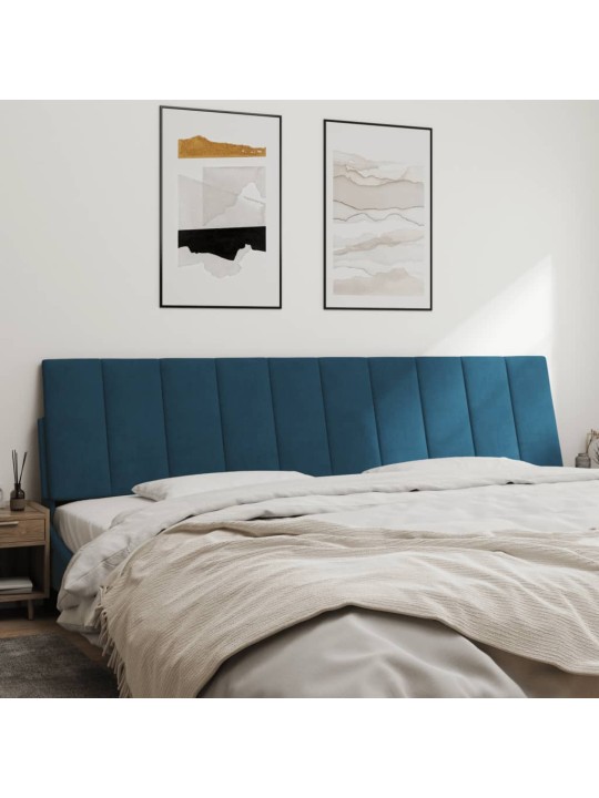 Polštář na čelo postele modrý 200 cm samet