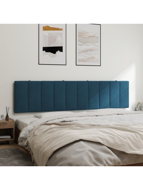 Polštář na čelo postele modrý 200 cm samet