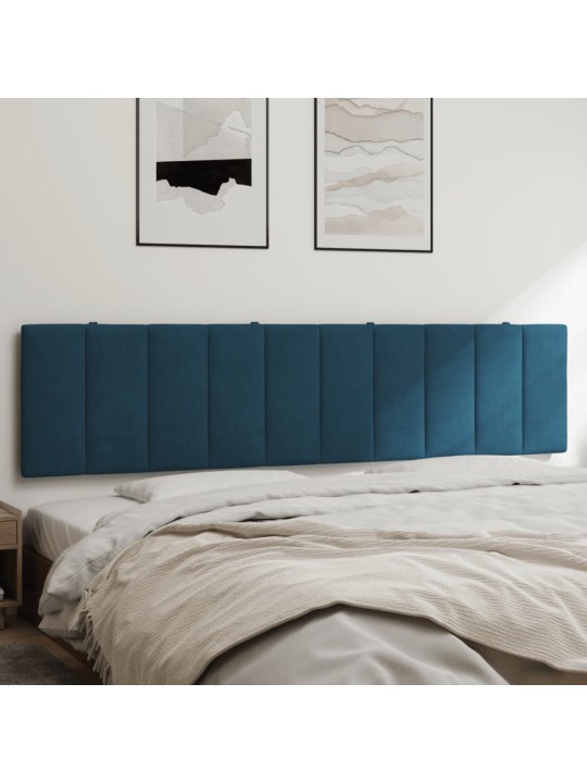 Polštář na čelo postele modrý 200 cm samet
