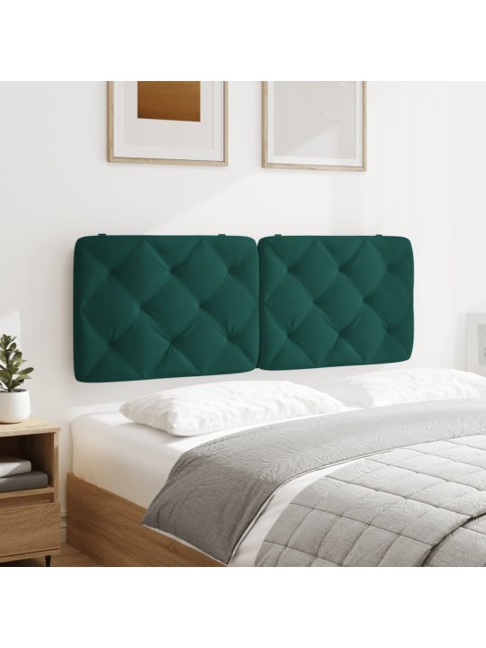 Polštář na čelo postele tmavě zelený 120 cm samet
