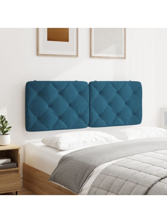 Polštář na čelo postele modrý 120 cm samet