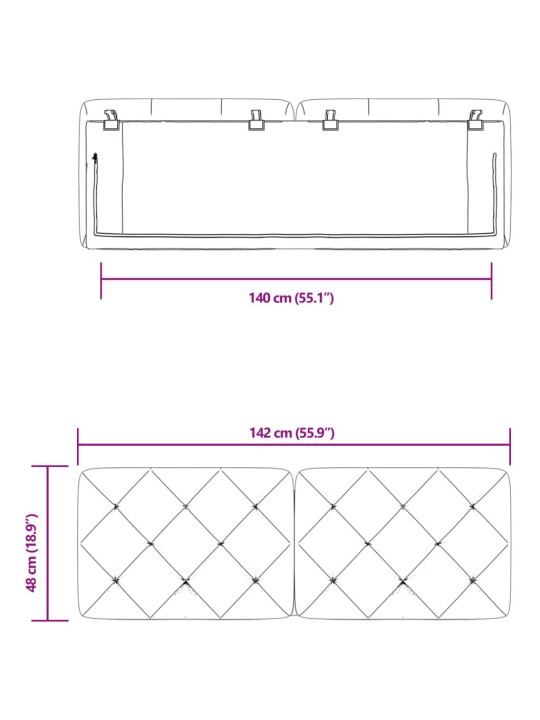 Polštář na čelo postele modrý 140 cm samet