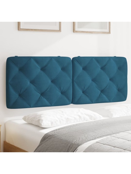 Polštář na čelo postele modrý 140 cm samet