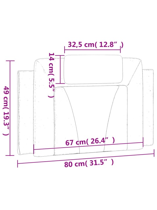 Polštář na čelo postele hnědý 80 cm umělá kůže