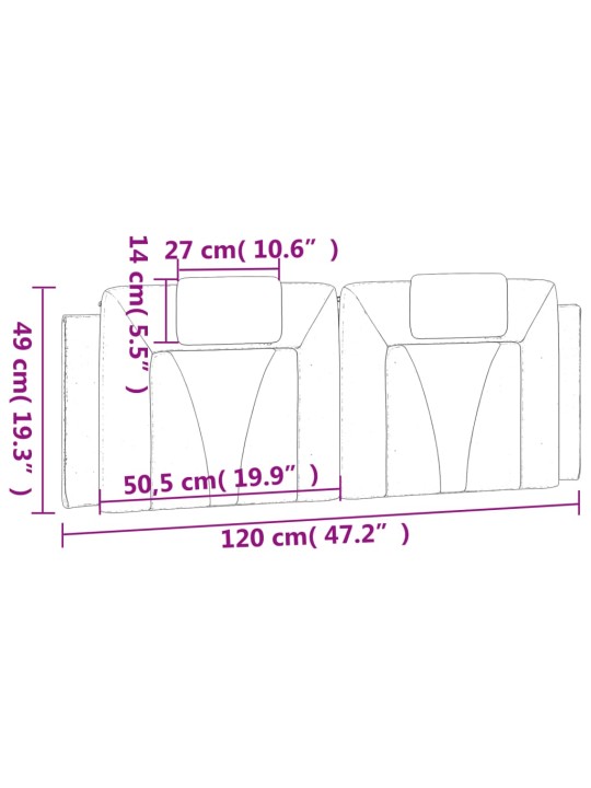 Polštář na čelo postele hnědý 120 cm umělá kůže
