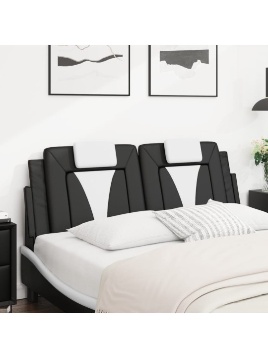 Polštář na čelo postele černý a bílý 120 cm umělá kůže