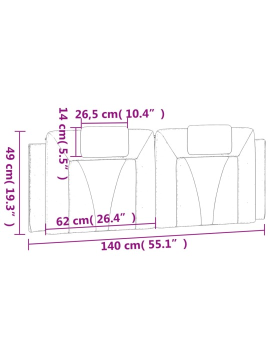 Polštář na čelo postele černý 140 cm umělá kůže