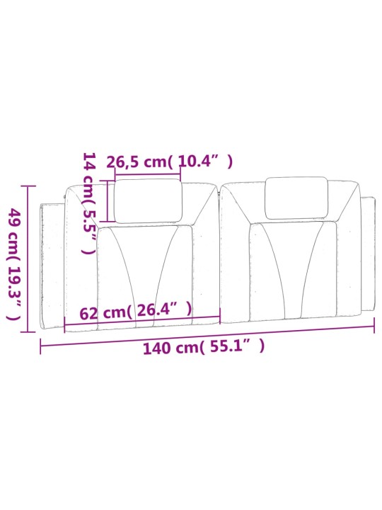 Polštář na čelo postele šedý 140 cm umělá kůže