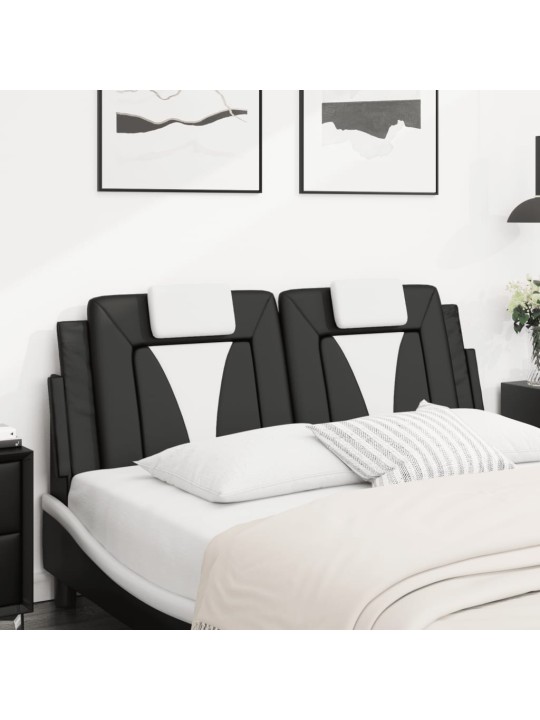 Polštář na čelo postele černý a bílý 140 cm umělá kůže