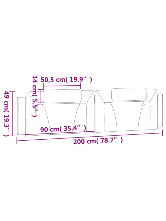 Polštář na čelo postele černý 200 cm umělá kůže