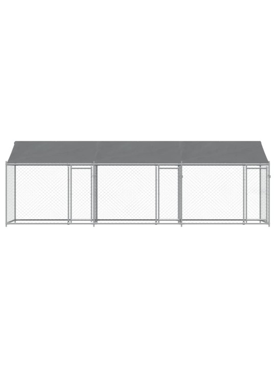Klec pro psy se střechou a dvířky šedá 6x2x2 m pozinkovaná ocel