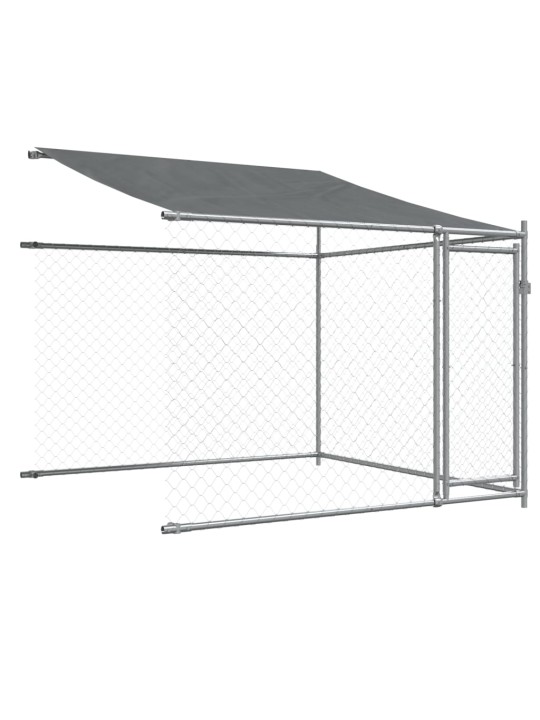 Klec pro psy se střechou a dvířky šedá 6x2x2 m pozinkovaná ocel