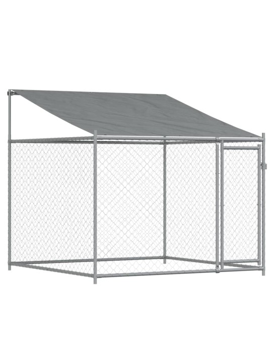 Klec pro psy se střechou a dvířky šedá 8x2x2 m pozinkovaná ocel