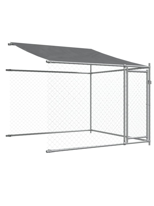 Klec pro psy se střechou a dvířky šedá 8x2x2 m pozinkovaná ocel