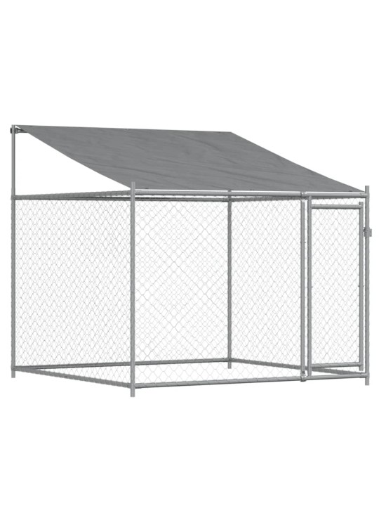 Klec pro psy se střechou a dvířky šedá 10x2x2m pozinkovaná ocel