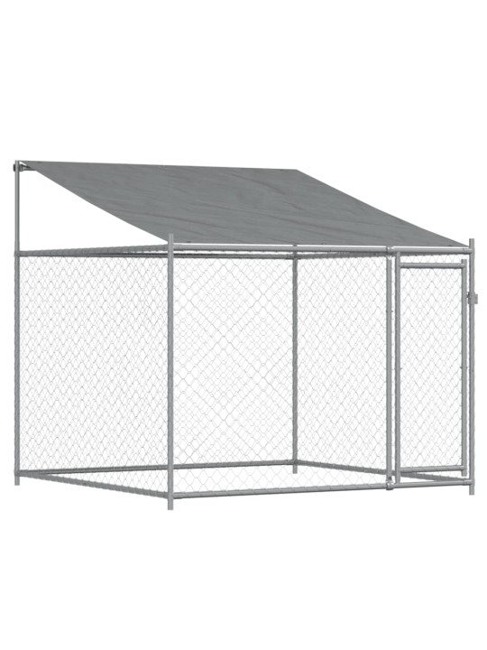 Klec pro psy se střechou a dvířky šedá 4x2x2 m pozinkovaná ocel