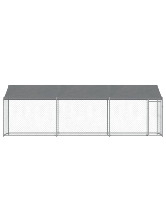 Klec pro psy se střechou a dvířky šedá 6x2x2 m pozinkovaná ocel