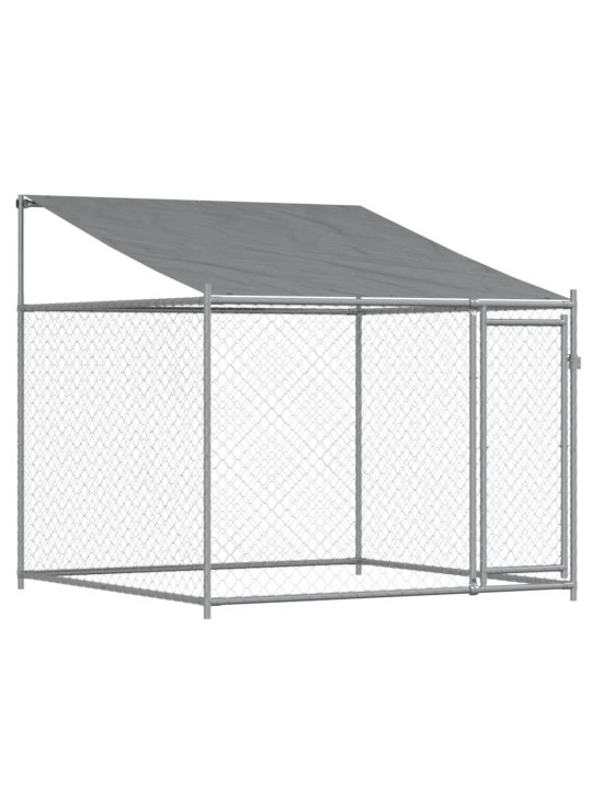 Klec pro psy se střechou a dvířky šedá 6x2x2 m pozinkovaná ocel