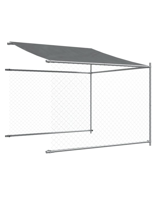Klec pro psy se střechou a dvířky šedá 10x2x2m pozinkovaná ocel