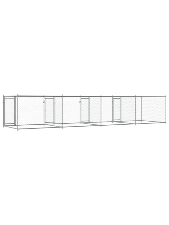 Klec pro psy s dvířky šedá 8 x 2 x 1,5 m pozinkovaná ocel