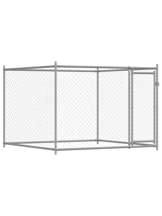 Klec pro psy s dvířky šedá 8 x 2 x 1,5 m pozinkovaná ocel