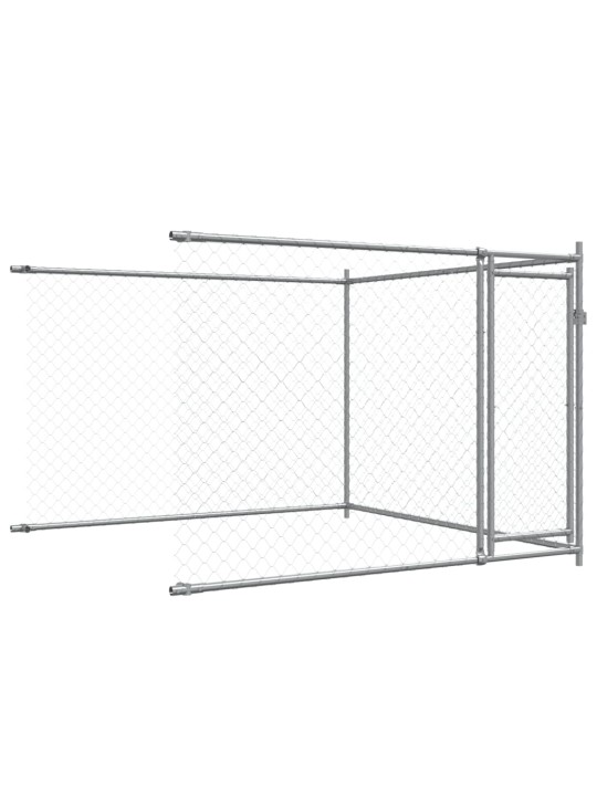 Klec pro psy s dvířky šedá 8 x 2 x 1,5 m pozinkovaná ocel