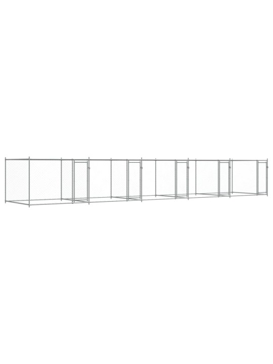 Klec pro psy s dvířky šedá 10 x 2 x 1,5 m pozinkovaná ocel