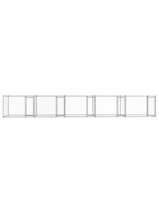Klec pro psy s dvířky šedá 10 x 2 x 1,5 m pozinkovaná ocel