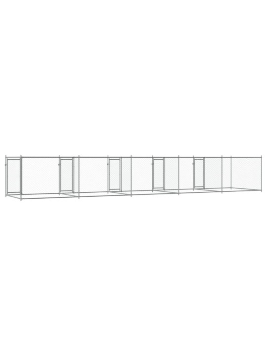 Klec pro psy s dvířky šedá 10 x 2 x 1,5 m pozinkovaná ocel