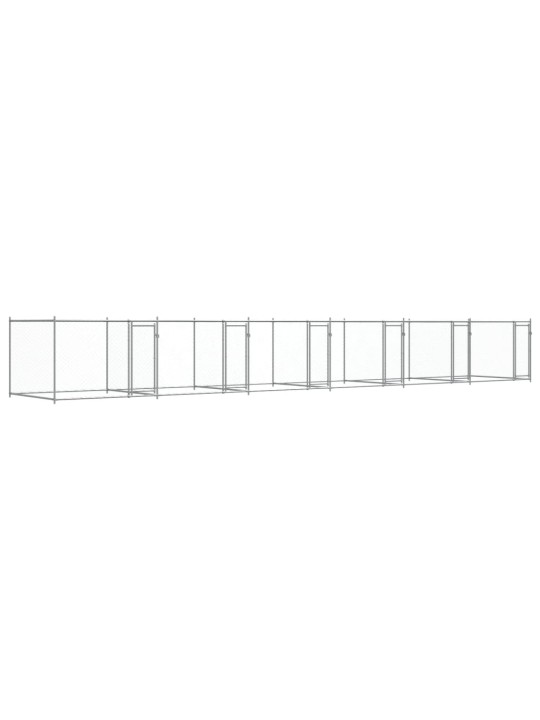 Klec pro psy s dvířky šedá 12 x 2 x 1,5 m pozinkovaná ocel