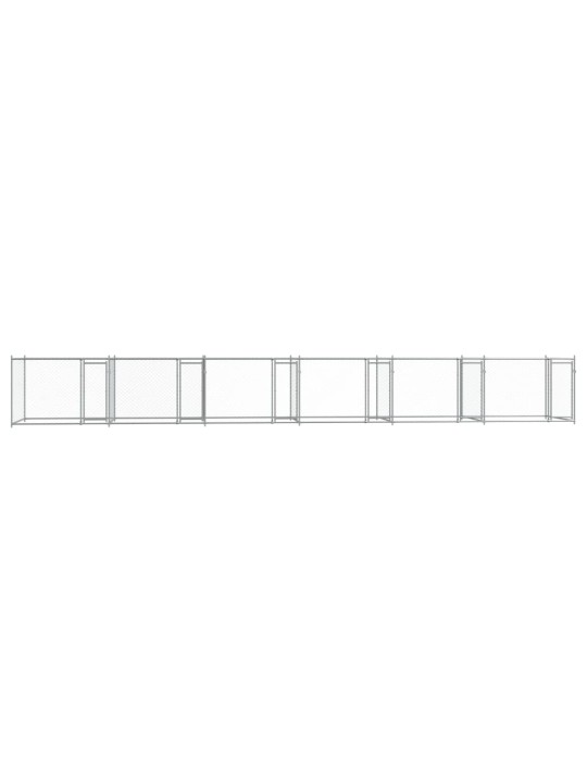 Klec pro psy s dvířky šedá 12 x 2 x 1,5 m pozinkovaná ocel