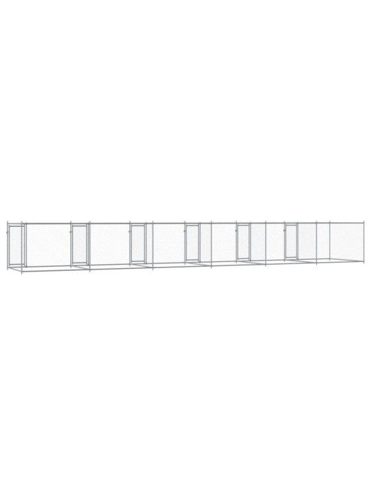 Klec pro psy s dvířky šedá 12 x 2 x 1,5 m pozinkovaná ocel