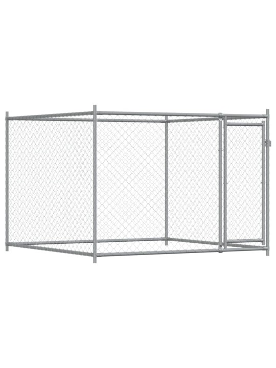 Klec pro psy s dvířky šedá 12 x 2 x 1,5 m pozinkovaná ocel
