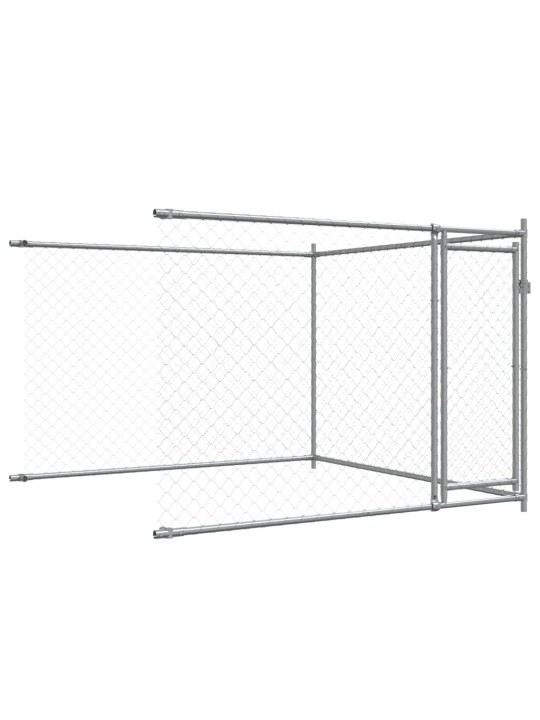 Klec pro psy s dvířky šedá 12 x 2 x 1,5 m pozinkovaná ocel