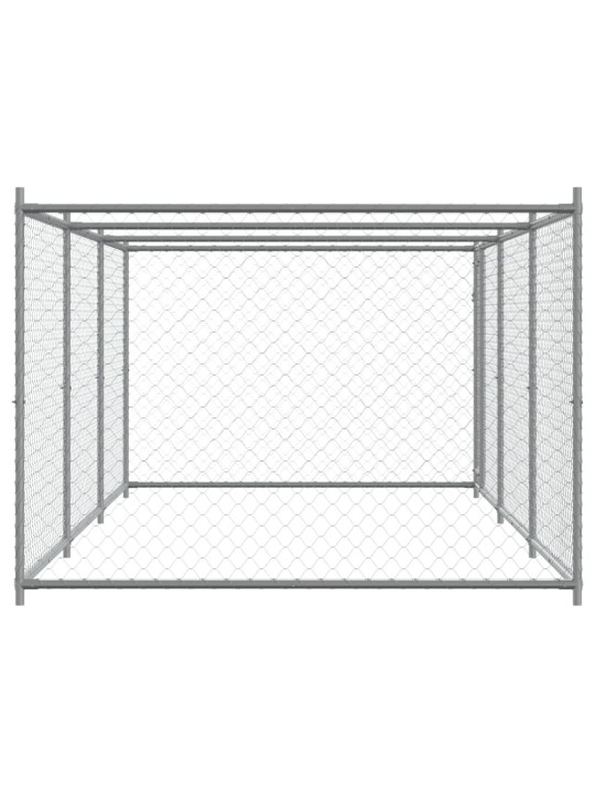Klec pro psy s dvířky šedá 6 x 2 x 1,5 m pozinkovaná ocel