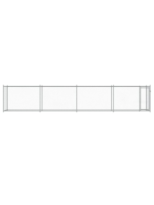 Klec pro psy s dvířky šedá 8 x 2 x 1,5 m pozinkovaná ocel