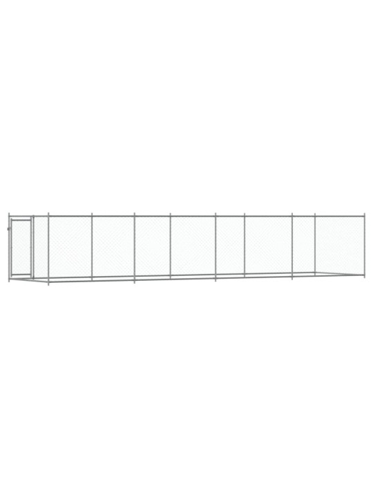 Klec pro psy s dvířky šedá 8 x 2 x 1,5 m pozinkovaná ocel