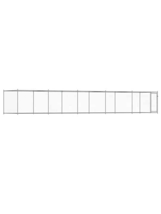 Klec pro psy s dvířky šedá 10 x 2 x 1,5 m pozinkovaná ocel