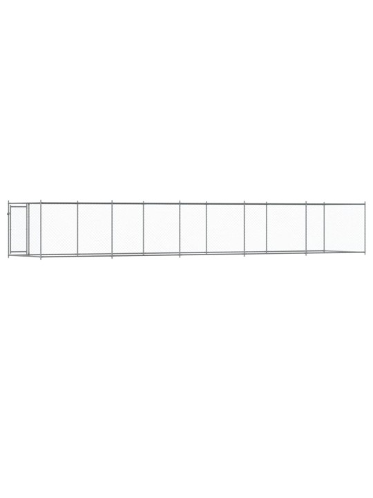 Klec pro psy s dvířky šedá 10 x 2 x 1,5 m pozinkovaná ocel