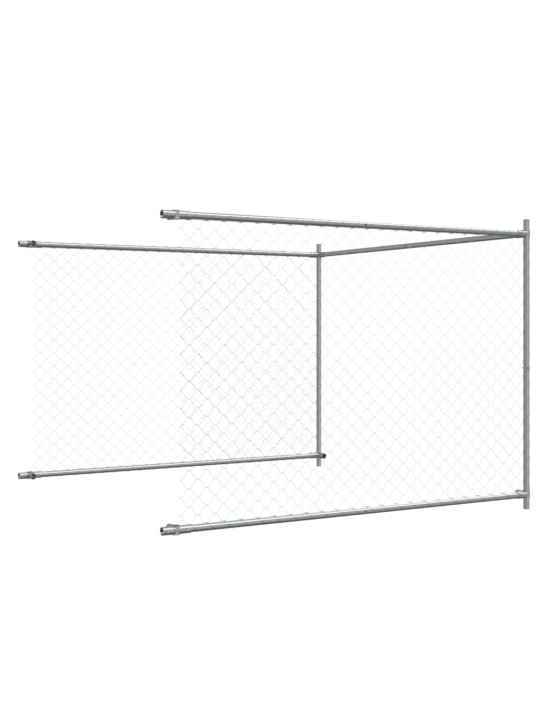 Klec pro psy s dvířky šedá 10 x 2 x 1,5 m pozinkovaná ocel
