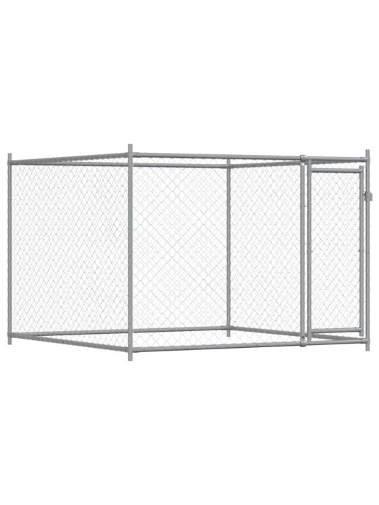 Klec pro psy s dvířky šedá 12 x 2 x 1,5 m pozinkovaná ocel